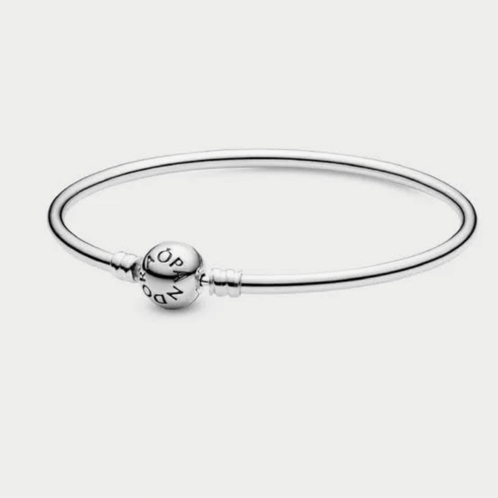 Pandora Sterling Silver Bangle Bracelet, Large 21 Cm